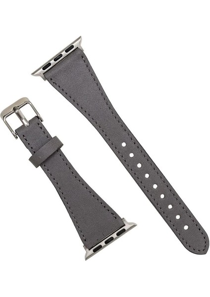 Apple Watch Uyumlu Deri Kordon 42-44-45MM Slim Rst9 Gri fırsatları