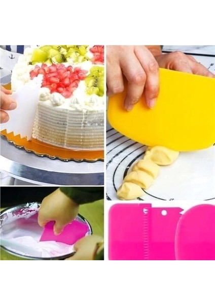 Pasta Hamur Şekillendirici Spatula Kesici Kazıyıcı Dekoratör Set - Stokta Olan Renk Gönderilir fiyatları