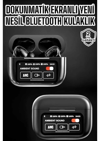 Bluetooth Kulaklık Kablosuz Ekranlı Anc/enc Destekli Dokunmatik