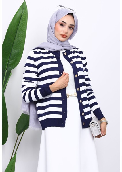 Lacivert Düğmeli Soğuk İplik Triko Hırka modelleri