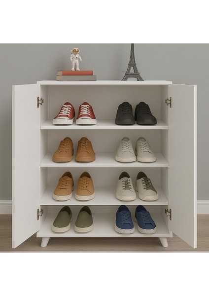4 Raflı 2 Kapaklı Ayakkabılık Çok Amaçlı Dolap Monexa fiyatları