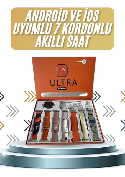 7 Kordonlu Akıllı Saat Plastik Kordon Hasır Kordon Çelik Kordon