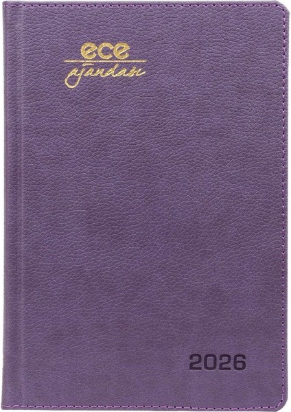 Ajandası Kemer 2026 Mor - Günlük Çizgili Sert Kapak 14X20