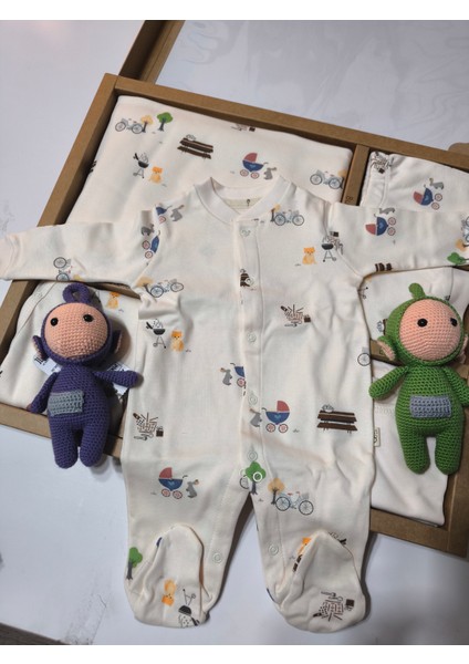 Kız-Erkek Yeni Doğan Hastane Çıkışı % 100 Organik Pamuk Kutulu 10'lu Full Takım Bisikletli fırsatları