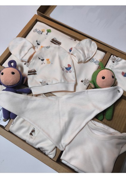 Kız-Erkek Yeni Doğan Hastane Çıkışı % 100 Organik Pamuk Kutulu 10'lu Full Takım Bisikletli indirimleri
