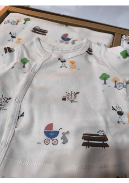 Kız-Erkek Yeni Doğan Hastane Çıkışı % 100 Organik Pamuk Kutulu 10'lu Full Takım Bisikletli