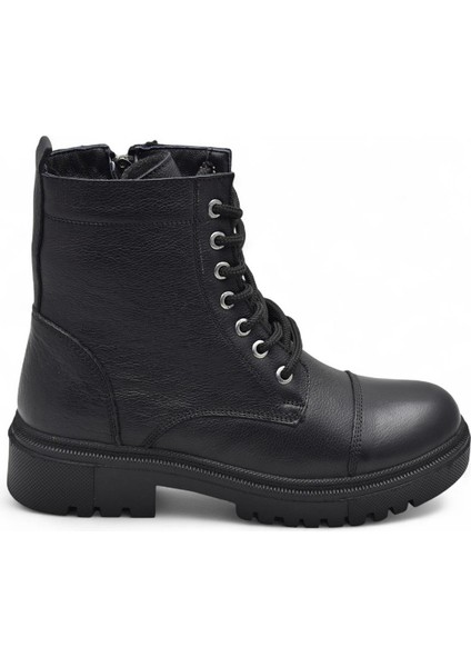 19832 Tam Ortopedik Siyah Hakiki Deri Kadın Bot Bağcıklı Fermuarlı Kışlık Deri Kadın Bot fiyatları
