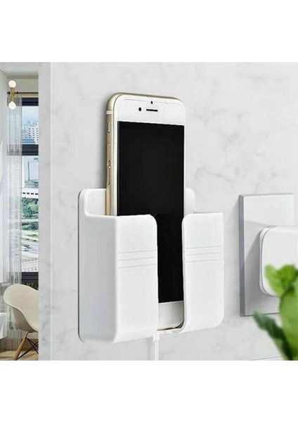 Telefon ve Kumanda Standı Duvara Monte Telefon Tutacağı Kumanda Tutacağı Beyaz Plastik modelleri