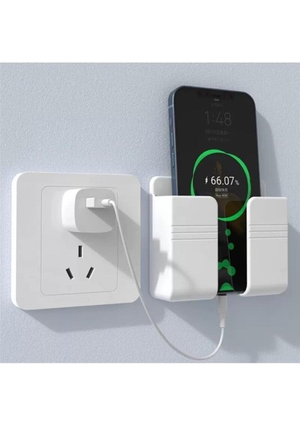 Telefon ve Kumanda Standı Duvara Monte Telefon Tutacağı Kumanda Tutacağı Beyaz Plastik fırsatları