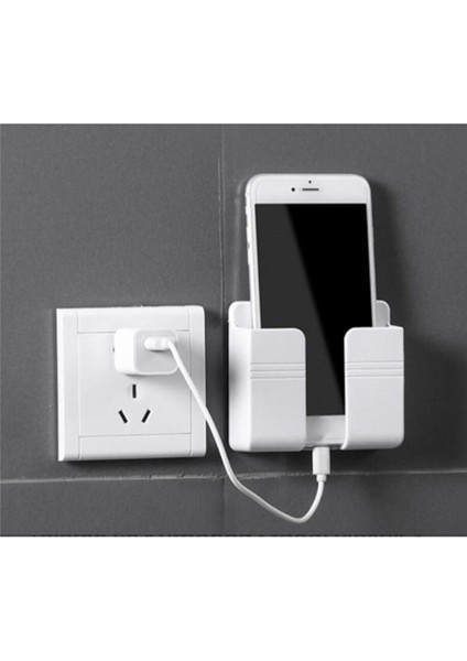 Telefon ve Kumanda Standı Duvara Monte Telefon Tutacağı Kumanda Tutacağı Beyaz Plastik indirimleri