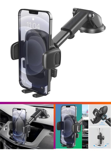 Araç Içi Telefon Tutucu Vantuzlu Araba Telefon Tutucu Araba Telefon Tutacağı Nano Jelli Siyah Cam