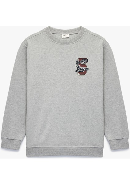 Uzun Kollu Bisiklet Yaka Baskılı Sweatshirt