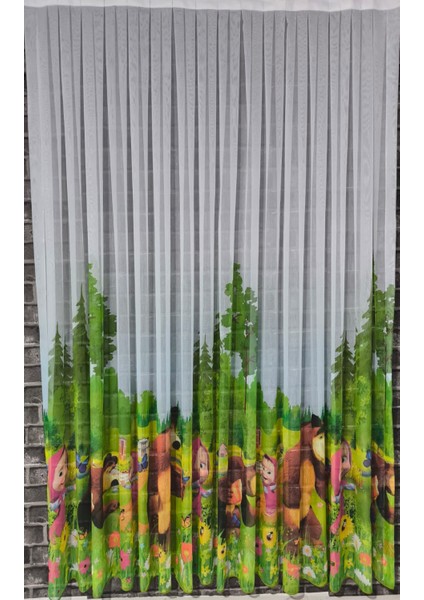 Çocuk Perdesi Tül Perde Çizigi Filim Karakterli 1/3 Sık Pilel Hafif Dokunuslu Kumaş indirimleri