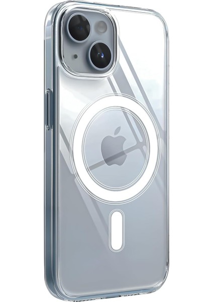 apple iPhone 15 Uyumlu Magsafe Şarj Özellikli Şeffaf Sert Pc Sararmaz Telefon Kılıfı