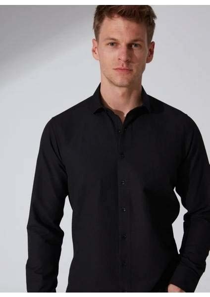 Armürlü Slim Siyah Erkek Gömlek GM2024700573