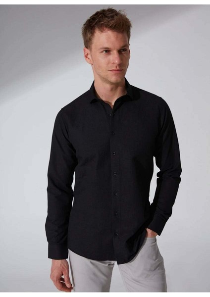 Armürlü Slim Siyah Erkek Gömlek GM2024700573 modelleri
