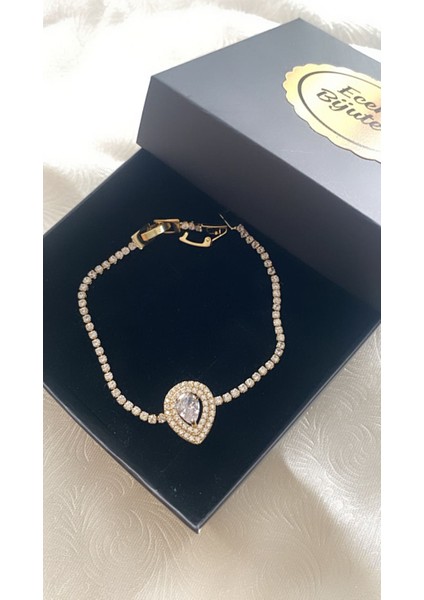 Çelik Zirkon Taş Su Damlası Bileklik