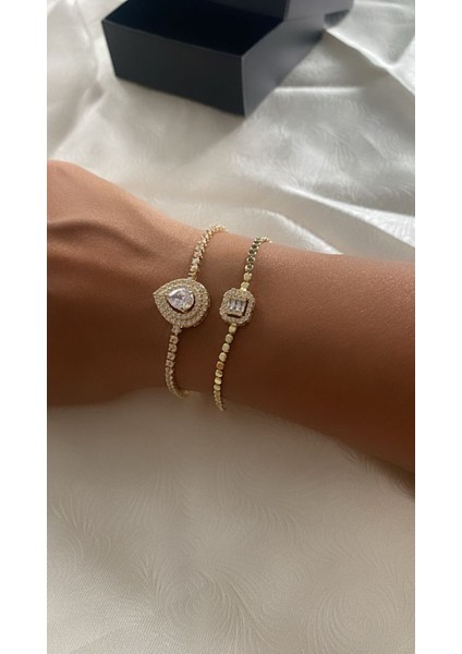 Çelik Zirkon Taş Su Damlası Bileklik modelleri