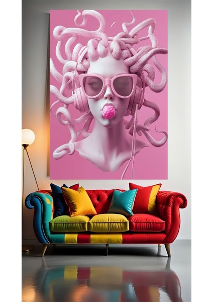 Renkli Medusa 1 :) Ev Duvar Salon Güzellik Salonu Ofis Dükkan Dekarasyon Kanvas Tablo