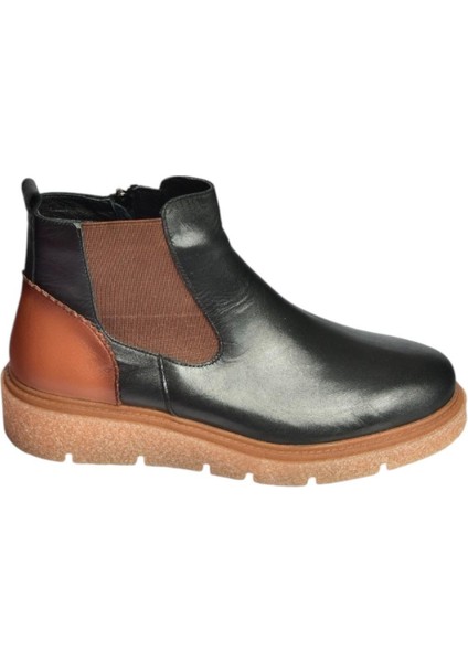 V555115103 Siyah Hakiki Deri Kalın Tabanlı Kadın Bot indirimleri