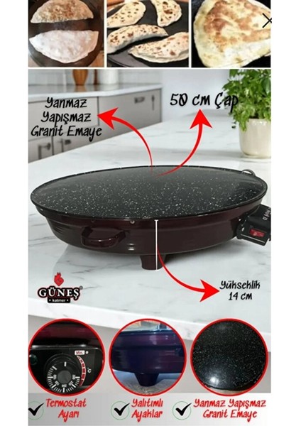 Katmer Sacı L Börek L Ekmek L Bazı L Pişirme L 50CM Sac Alanı L Termostatlı I fiyatları