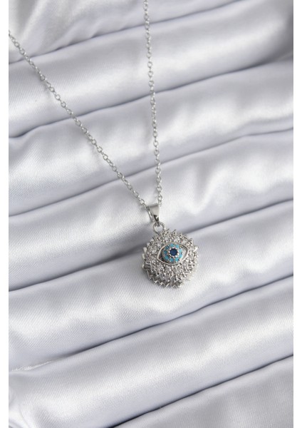 316L Çelik Gold Renk Zirkon Taşlı Göz Model Kadın Kolye - TJ-BKO8169