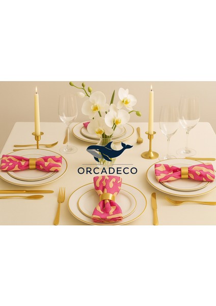 -Pembe Mercan Desenli Kumaş Peçete–sofra Dekorasyonu