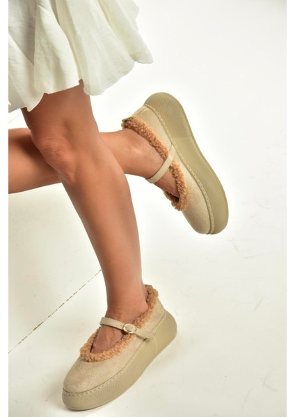 V811269502 Bej Süet Içi Kürklü Günlük Kadın Ayakkabı fiyatları