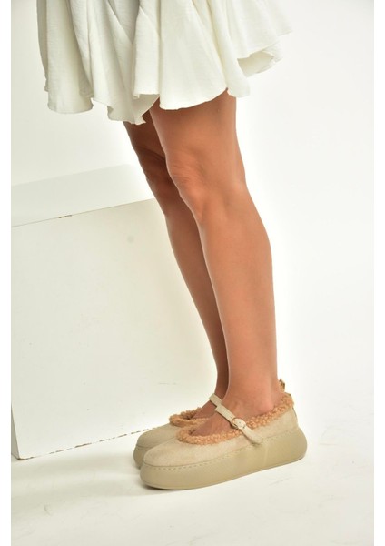 V811269502 Bej Süet Içi Kürklü Günlük Kadın Ayakkabı fırsatları