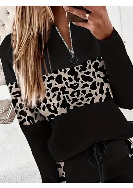 Eyesof Kadın Uzun Kollu Fermuarlı Karışık Desenli Viskon Iki Iplik Bluz ve Pantolon Ikili Takım fiyatları