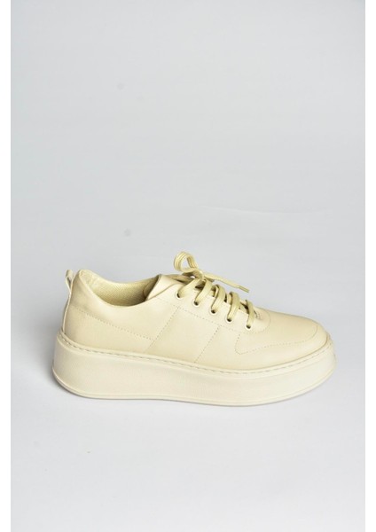 T274148309 Bej Kalın Tabanlı Bağcıklı Spor Ayakkabı Sneakers indirimleri