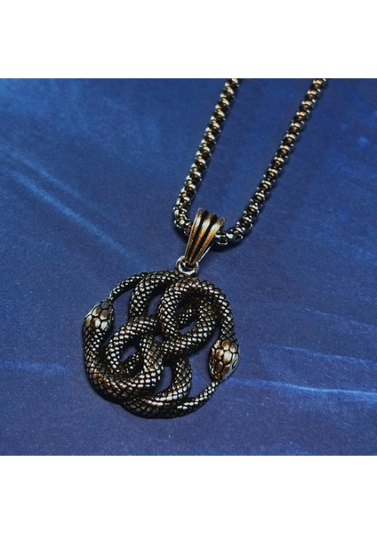 Yılan El Işçiliği 925 Ayar Gümüş Erkek Kolye