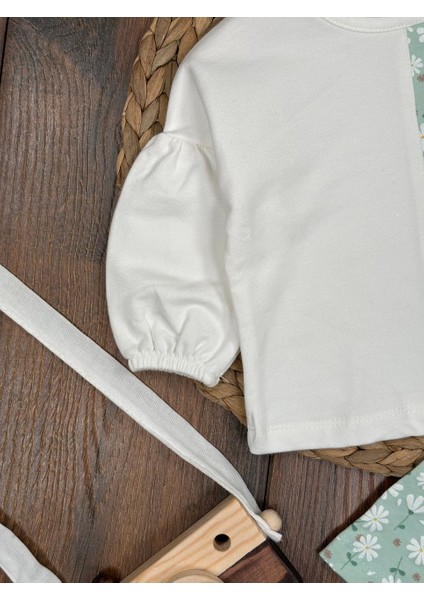 Pamuklu Çiçek Detaylı Mevsimlik 2li Kız Bebek Takım modelleri