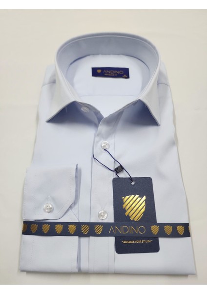 Regularfit Mavi Erkek Gömlek Likralı Esnek Kumaş Yaka Alttan Düğmeli AR0720710-06