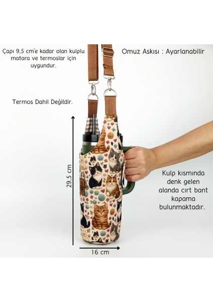 El Yapımı 3D Kedi Desenli Matara Termos Kılıfı Kulplu Model Quencher Pipetli 1,18 fiyatları