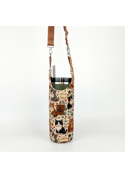 El Yapımı 3D Kedi Desenli Matara Termos Kılıfı Kulplu Model Quencher Pipetli 1,18 fırsatları