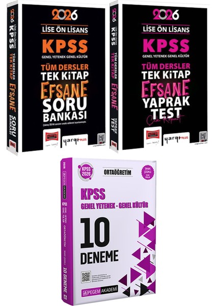 2026 Kpss Lise Ön Lisans Tek Kitap Efsane Soru Yaprak Test - 2026 Kpss Ortaöğretim Çözümlü 10 Deneme