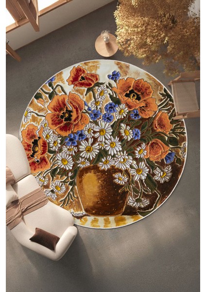 Yeni Desen Yıkanabilir Kaymaz Tabanlı Bohem Tarz Dijital Baskı Salon Halısı, Yumuşak Dokulu Lüks Halı Modeli ve 50 x 50 Çok Renkli Renk Yuvarlak Halı fiyatları