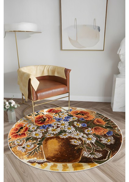 Yeni Desen Yıkanabilir Kaymaz Tabanlı Bohem Tarz Dijital Baskı Salon Halısı, Yumuşak Dokulu Lüks Halı Modeli ve 50 x 50 Çok Renkli Renk Yuvarlak Halı modelleri