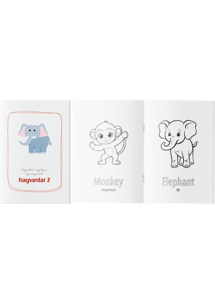 Boyarken Ingilizce Öğreniyorum – Hayvanlar Etkinlik Boyama Kitabı 2