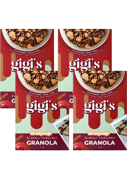 Elmalı Tarçınlı Granola 4'lü Paket 4X250 Gram