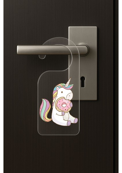Baskılı Otel Oda Ev Daire Yatak Çocuk Odası Için Desenli Kapı Kolu Askısı UNICORN1923