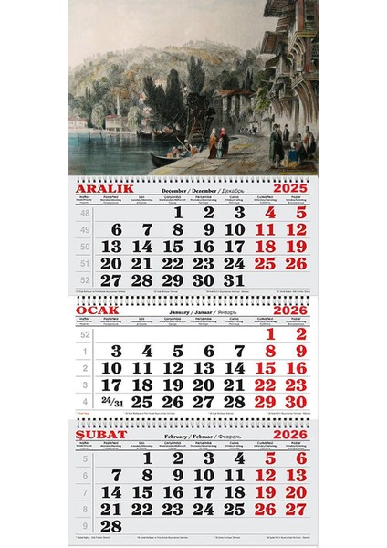 2026 Yılı Gemici Takvimi-Constantineple Deniz Kenarında Sohbet Eden Insanlar