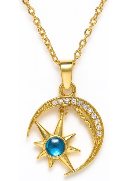 Mavi Kuzey Yldızlı Ay Çelik Kolye fiyatları