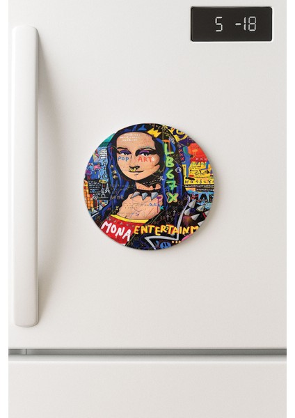 Desenli Temalı Yuvarlak Buzdolabı Magnet – 10X10 cm Mona-Popart