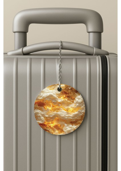 Pleksi Zincirli Bavul Etiketi Seyahat Tatil Için Tasarım Valiz Etiketi Yellow Design