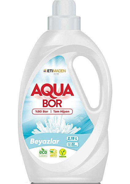 4 Adet Boron Aquabor Sıvı Çamaşır Deterjanı Beyazlar 33 Yıkama 2150 ml