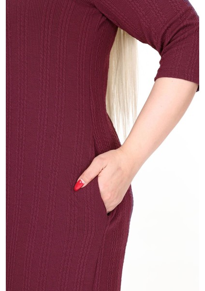 Çift Cepli Kışlık Büyük Beden Esnek Elbise 8C-2733 fırsatları