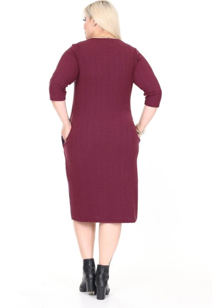 Çift Cepli Kışlık Büyük Beden Esnek Elbise 8C-2733 indirimleri