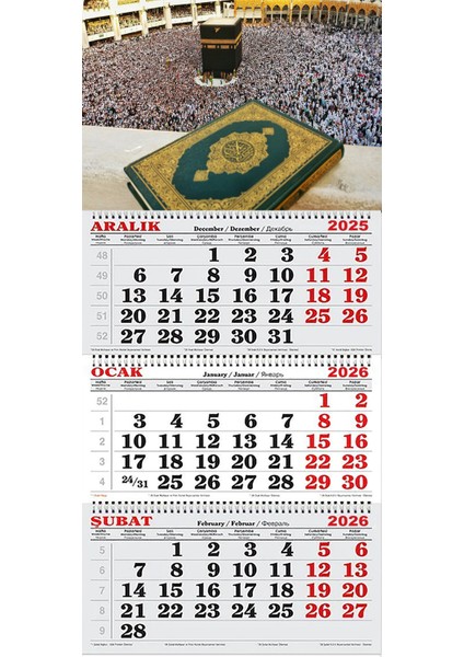 2026 Yılı Gemici Takvim-Kabe ve Kutsal Kitabımız Kuran-Kerim